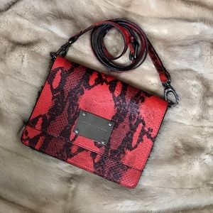 Pierre Balmain Red and Black Snakeskin Crossbody